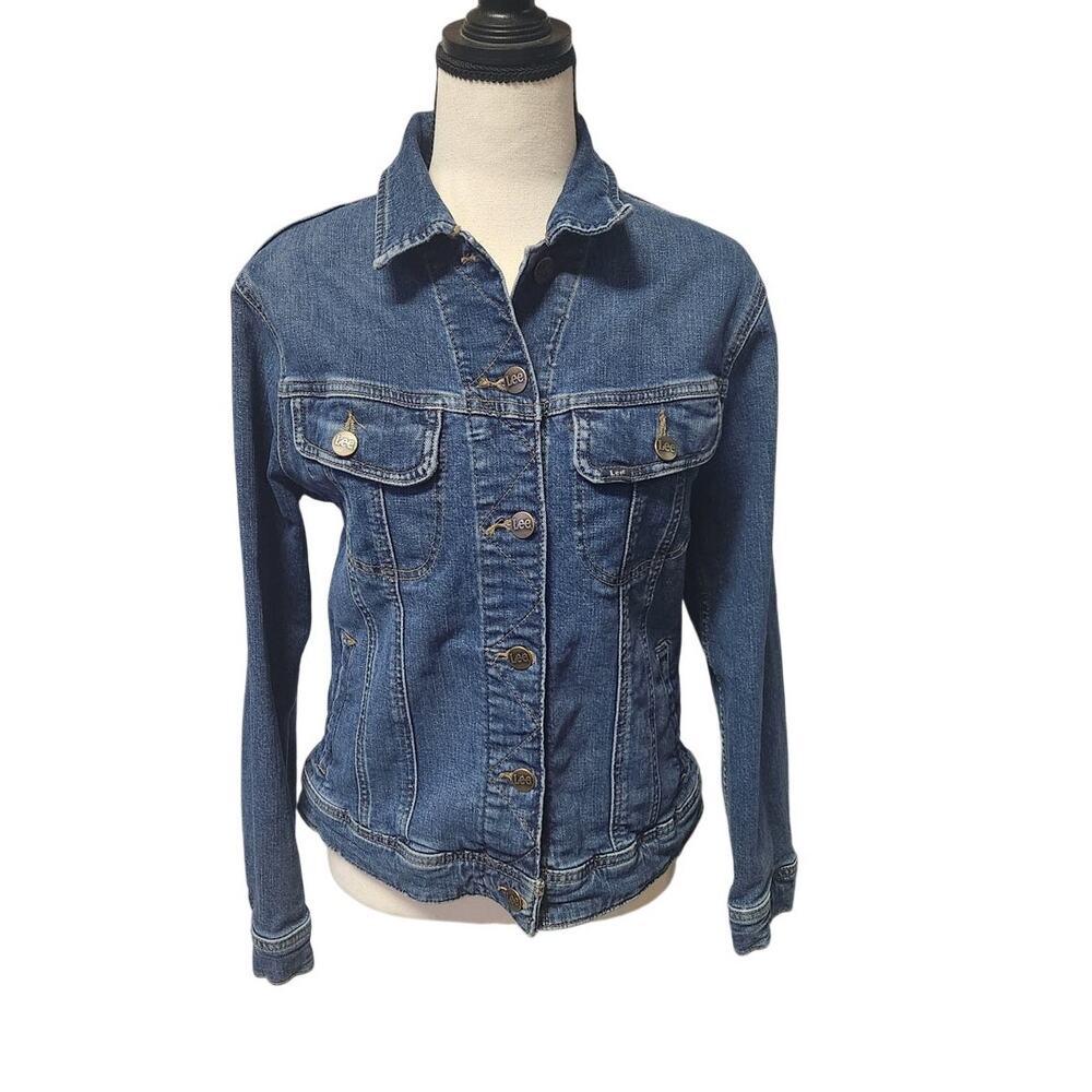 Vintage Y2K Lee Denim Jean Crop Jacket Made Egypt Women Size Small Like New